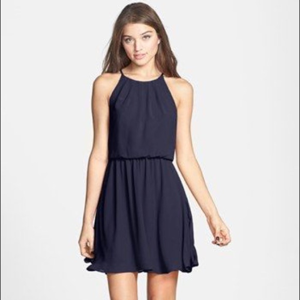 Lush navy halter dress NWOT